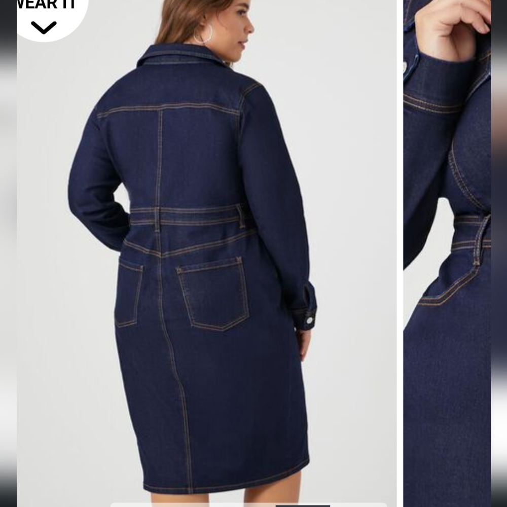 Forever 21 Plus Size Denim Jean Dress - 3X - Picture 4 of 8